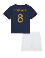 Francie Aurelien Tchouameni #8 Domácí dres pro děti MS 2022 Krátký Rukáv (+ trenýrky)